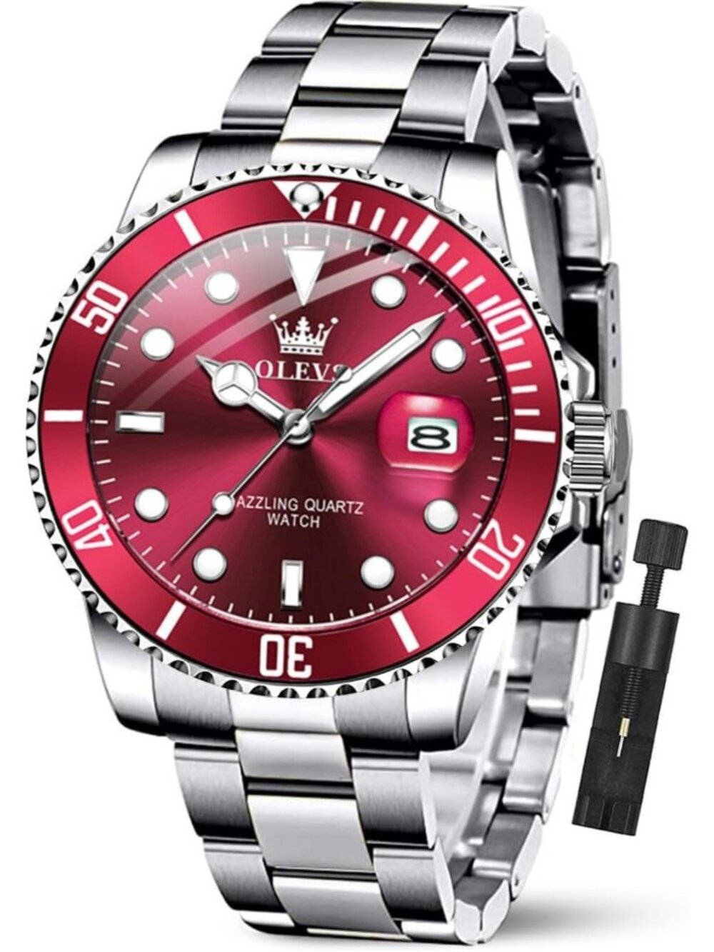Luxury Men's Waterproof Quartz Watch - Big Stainless Steel Analog Timepiece